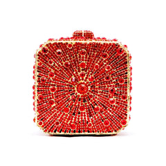 Crystal Women Evening Bag Metal Box Clutch Diamond Mini Handbags