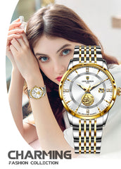 Women Watch Brand Fashion Ladies Watch Elegant Gold Steel Wristwatch