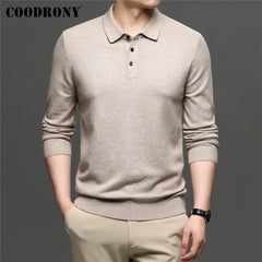 Knitwear Jerseys Pure Color Turn-down Collar Sweater Pullover Men Clothing