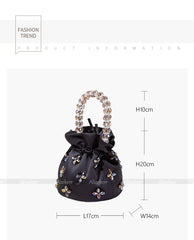 Women Pearl Handle Satin Hobo Bags Chic Handmade