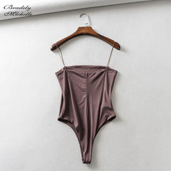 slim solid Spaghetti strap Bodycon bodysuit Streetwear backless Jumpsuit