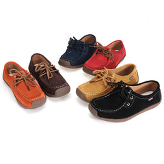 Ladies Suede Leather Lace-up Flats Boat Casual Shoes Moccasin Comfy Slip on