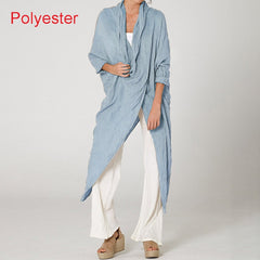 Women Tops Vintage Solid Blouses Fashion Long Shirts Casual