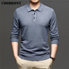 Knitwear Jerseys Pure Color Turn-down Collar Sweater Pullover Men Clothing