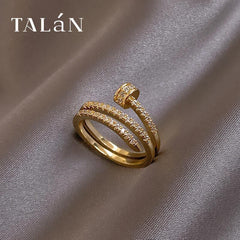 Fashion Jewelry Exquisite Gold Plated Zircon Ring Elegant Adjustable