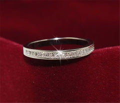 Crystal Round Engagement Ring Cute 925 Silver Zircon Stone Ring Vintage