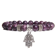 Handmade Natural Stone Lotus Ohm Buddha Beads Bracelet