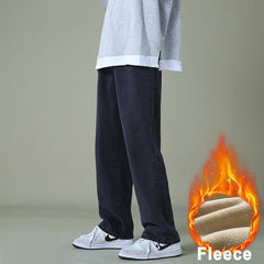 Solid Jeans Men Fashion Loose Straight Casual Pants