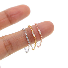 3MM bezel round cz 5mm three bar charm simple chain band