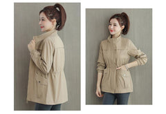 Double Layer Windbreaker Autumn Casual Slim Coat Fashion Plus Size