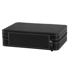 Portable Watch Box Organizer PU Leather Casket with Zipper Classic Style