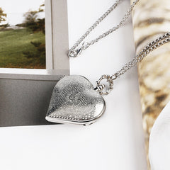 Fashion Silver Heart Shaped Lovely Hollow Elegant Quartz Pocket