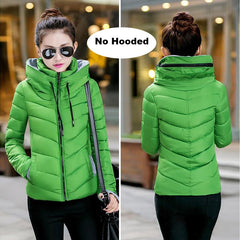 Winter Jacket women Short Womens Parkas Thicken Outerwear solid hooded