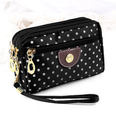Fashion Women Wallets Small Handbags Canvas Dot Lady Zipper Moneybags
