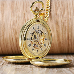 Mechanical Pocket Watch Full Luxury Gold Color Men Women Stylish Retro FOB