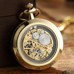 Antique Skeleton Mechanical Pocket Watch Men Steampunk Mechanical