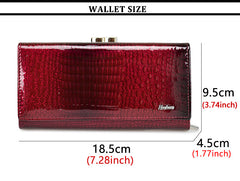 Genuine Leather Women Wallet Long Zipper Wallet