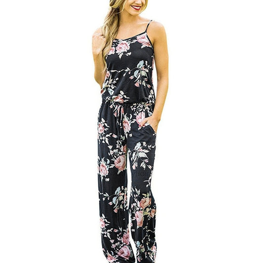 Women Summer Jumpsuits Full Length Casual Print