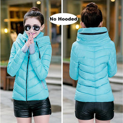 Winter Jacket women Short Womens Parkas Thicken Outerwear solid hooded