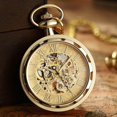 Antique Skeleton Mechanical Pocket Watch Men Steampunk Mechanical