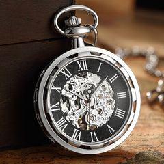 Antique Skeleton Mechanical Pocket Watch Men Steampunk Mechanical