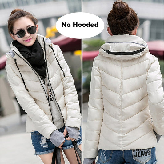 Winter Jacket women Short Womens Parkas Thicken Outerwear solid hooded