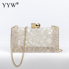 Marbling white Acrylic Purse Box Clutch Luxury Handbags