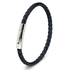Stainless Steel Bracelet Men Genuine Leather Bracelets Simple Style