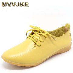 Genuine Leather Oxford Shoes For Women Round Toe Lace-Up Casual Shoes