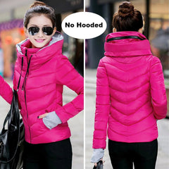 Winter Jacket women Short Womens Parkas Thicken Outerwear solid hooded