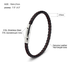 Stainless Steel Bracelet Men Genuine Leather Bracelets Simple Style