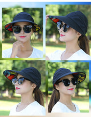 sun hat with pearl adjustable big heads wide-brimmed beach hat