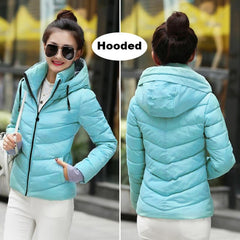 Winter Jacket women Short Womens Parkas Thicken Outerwear solid hooded