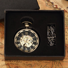 Antique Skeleton Mechanical Pocket Watch Men Steampunk Mechanical