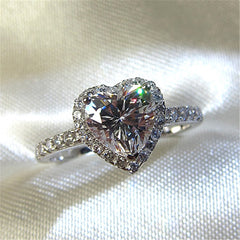 CC Heart Rings Jewelry Cubic Zirconia Stone Elegant Ring Accessories