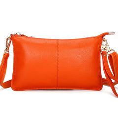 Women Genuine Leather Day Clutches Candy Color Shoulder Bags