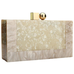 Marbling white Acrylic Purse Box Clutch Luxury Handbags