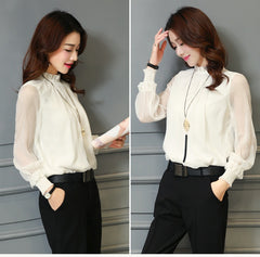Chiffon Blouse Women Tops Long Sleeve