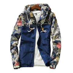 Women Hooded Jackets Floral Causal Windbreaker Women Basic Jackets