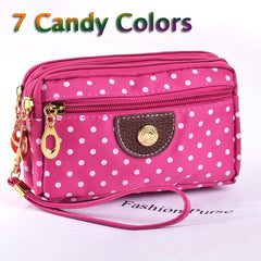 Fashion Women Wallets Small Handbags Canvas Dot Lady Zipper Moneybags