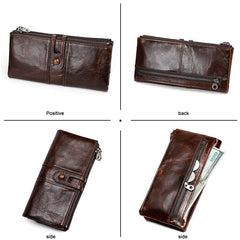 Men Purses Long Zipper Genuine Leather Male Clutch Bags