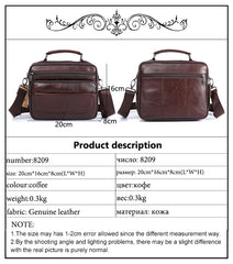 Genuine Leather Male Crossbody Bag Casual Business Leather