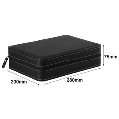 Portable Watch Box Organizer PU Leather Casket with Zipper Classic Style