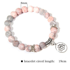 Handmade Natural Stone Lotus Ohm Buddha Beads Bracelet