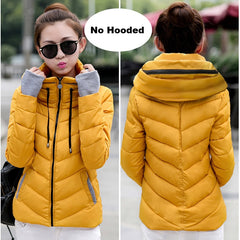 Winter Jacket women Short Womens Parkas Thicken Outerwear solid hooded