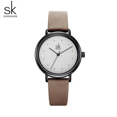 Simple Watch For Women Brown Retro Leather