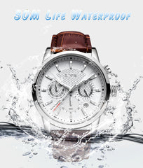 Men Watches Fashion Leather Waterproof Luminous Quartz Wristwatch