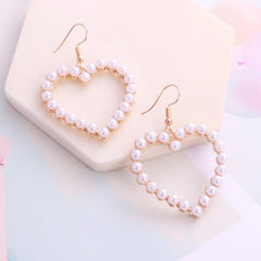 Colourful Bow Earrings For Geometry Circle Simulated Pearl Earrings