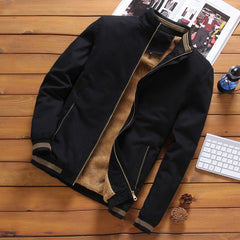 Autumn Mens Bomber Jackets Casual Male Outwear Fleece Thick