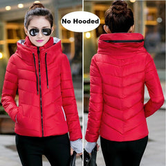 Winter Jacket women Short Womens Parkas Thicken Outerwear solid hooded